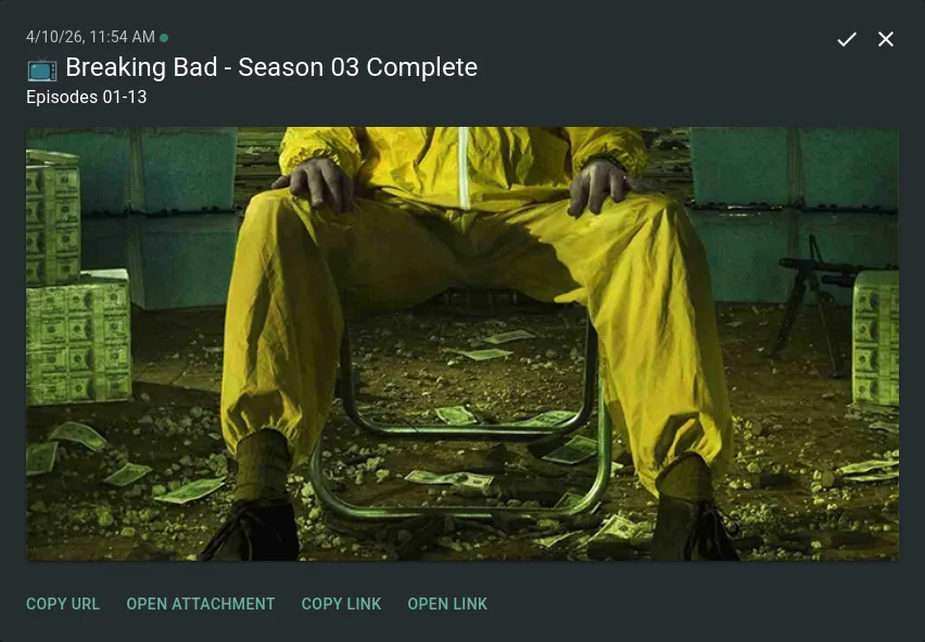Complete season notification